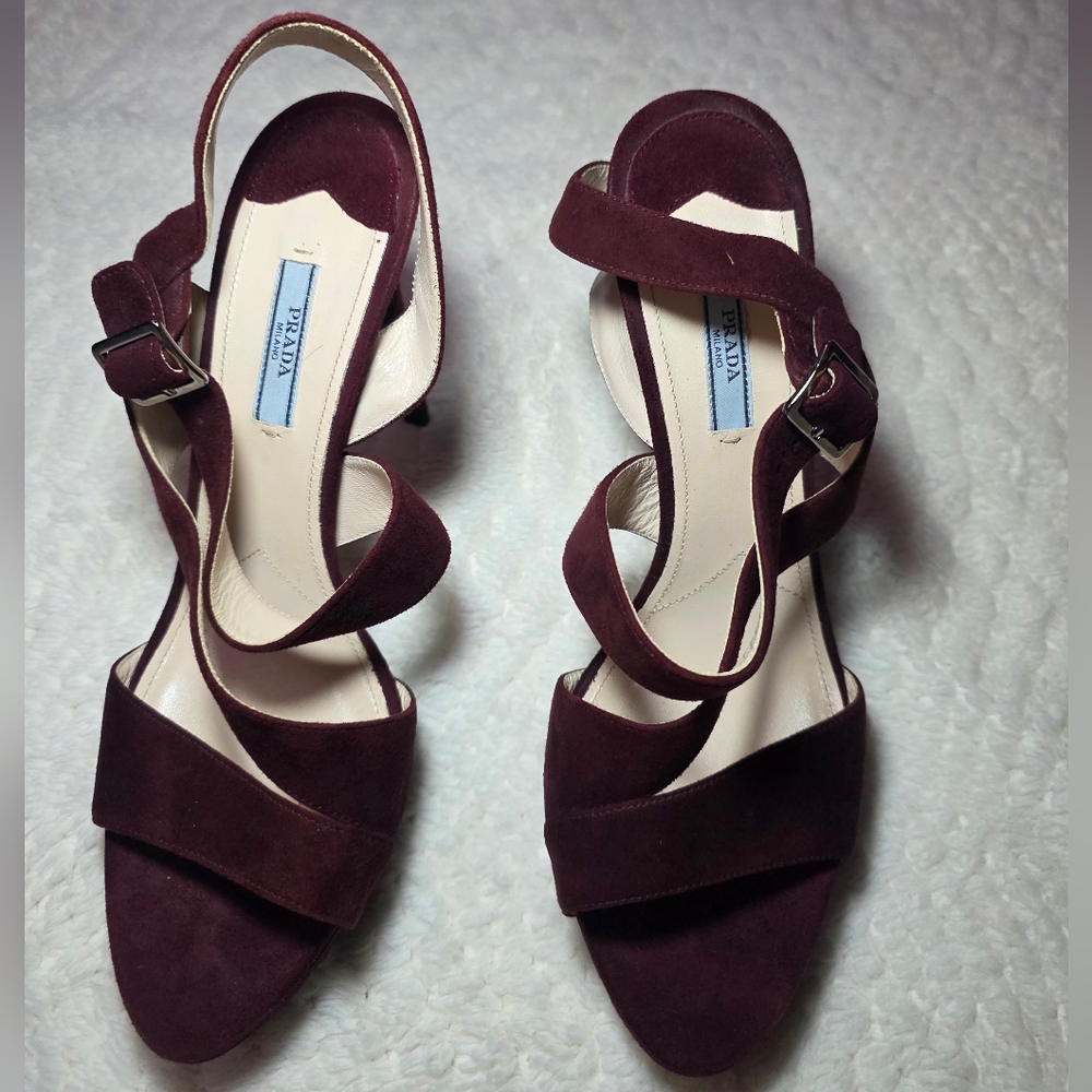 Prada Women's Burgundy Suede Heels